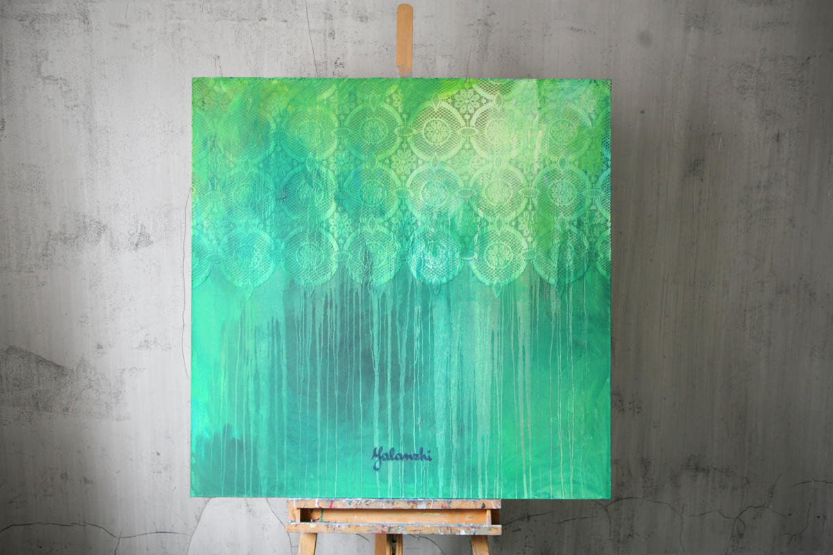 Chiffon emerald 110-110cm, Mixed technique, canvas, oil, 2015 Yalanzhi